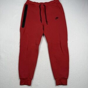 Nike Tech Jogger Pants Mens Large Red Fleece Zip Pocket FB8002-672